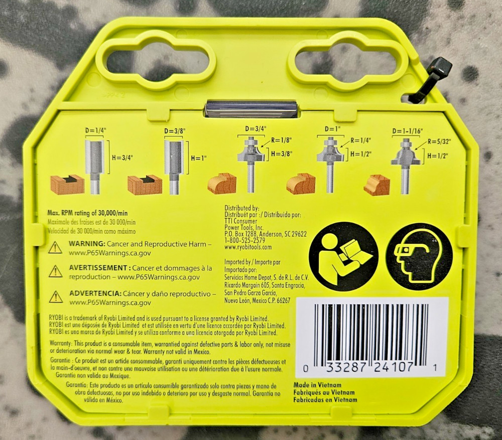 RYOBI Variety Router Bit Set 5-Piece