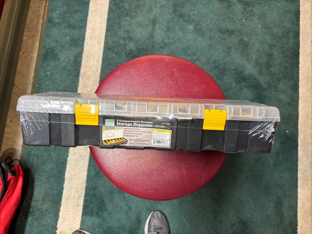 Portable Storage Organizer Case : 9 Compartment : Durable ABS : Carrying Handle