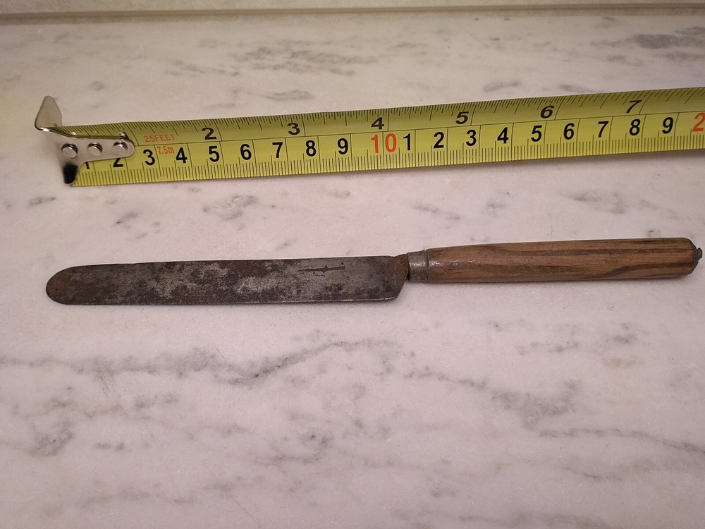 Antique Knife Wood Handle, With Unusual Identification Mark On Blade