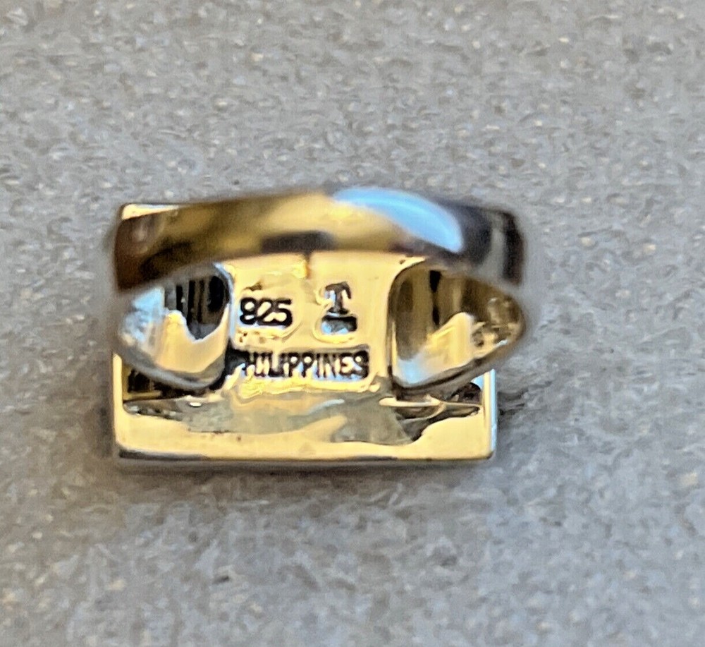 Natural Coral Rectangle Ring size 6 in Sterling Silver