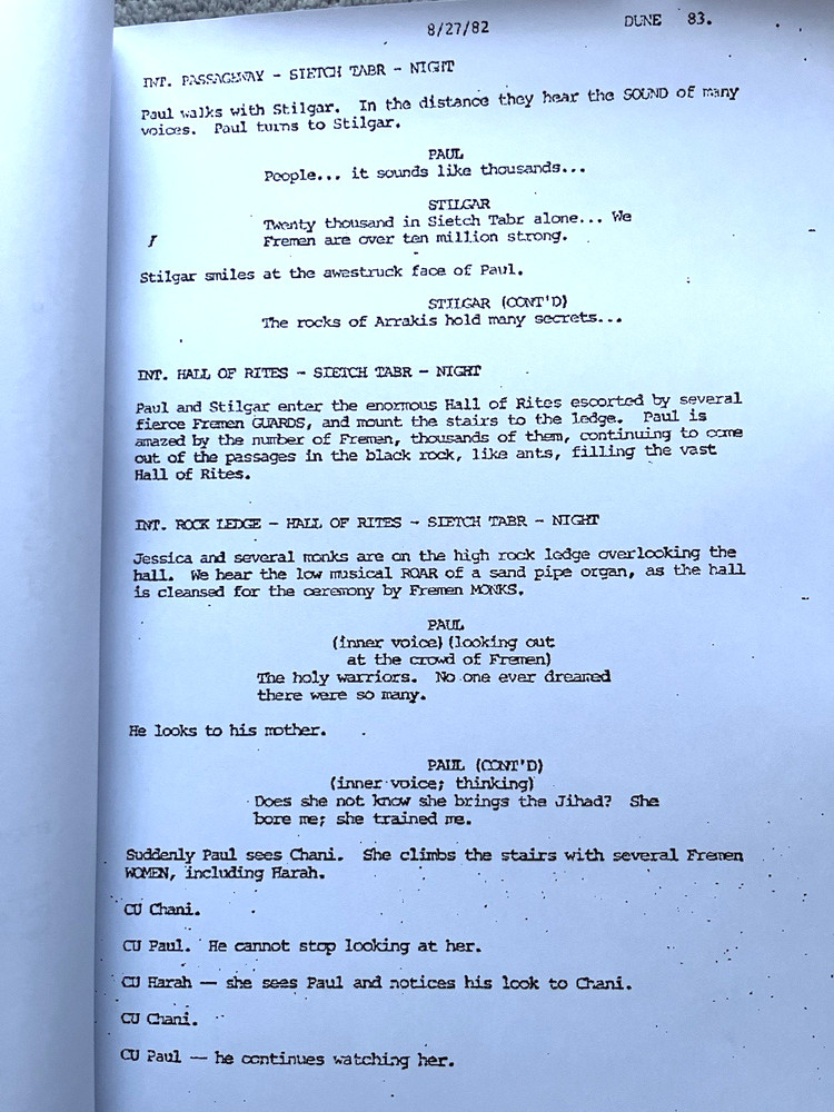 Dune (1984) Film Screenplay/ Script. Kyle MacLachlan, Francesca Annis.