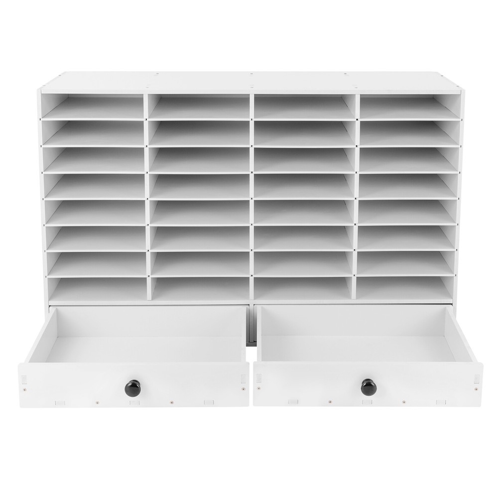PVC Literature Organizer Adjustable File Sorter Stackable 32 Compartments White