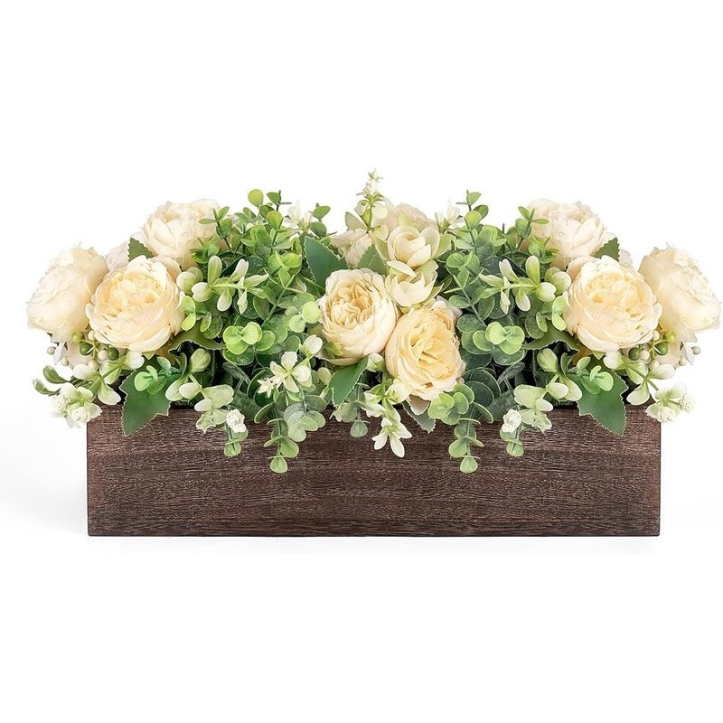 Artificial Floral Centerpiece W/ Eucalyptus Kitchen Dining Table Decor New