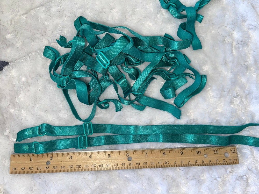 Lot 6 pair teal green adjustable spaghetti BRA STRAP stretch elastic 1/2"
