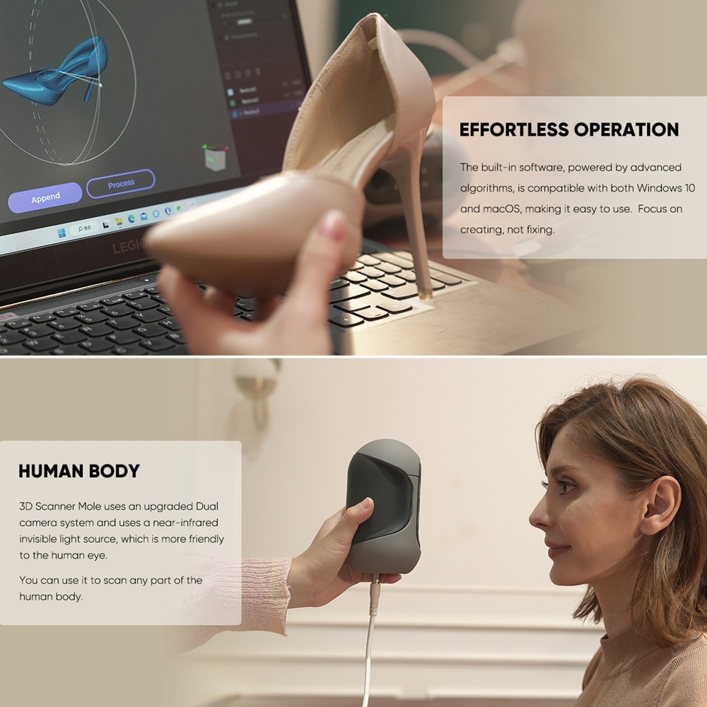 3DMakerpro Mole 3D Scanner Handheld Scanner For 3D Printer 0.05mm Accuracy