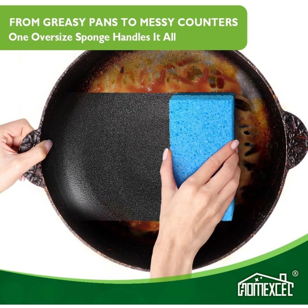 Extra Large Sided Kitchen Sponges for Cleaning Non Stick Cookware Non