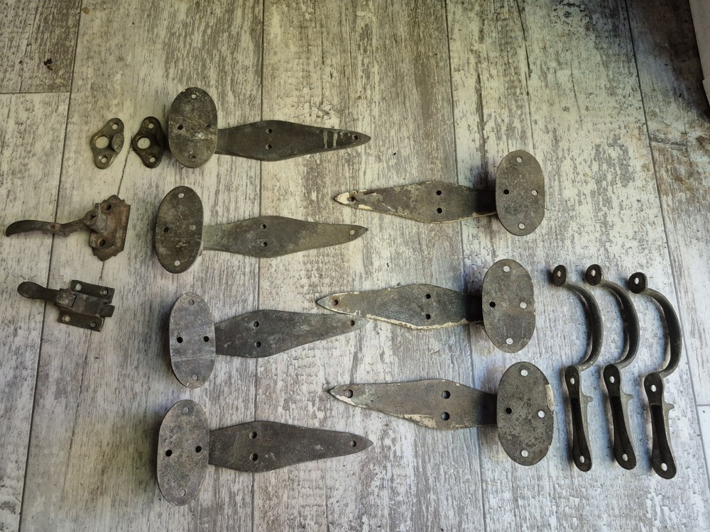 Antique Ice Box Brass Hinges Latches Pulls Hardware 14 PC Lot READ DESCRIPTION