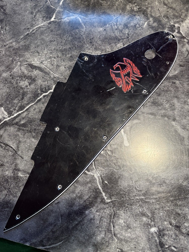 Black 3 Ply Pickguard For Epiphone Firebird Studio Variation 2 + Red Decal
