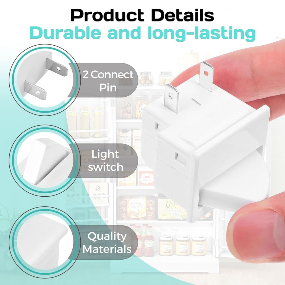 Refrigerator Door Light Switch, 2PCS Whirlpool Refrigerator Light Switch Comp...