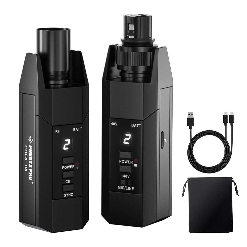 Phenyx Pro Plug-on XLR Wireless Transmitter Receiver System, Wired-to-Wireles...