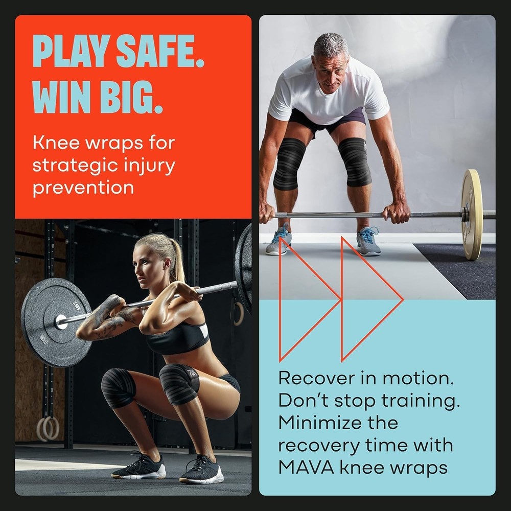 Knee Wraps Pair for Cross Training & Weightlifting