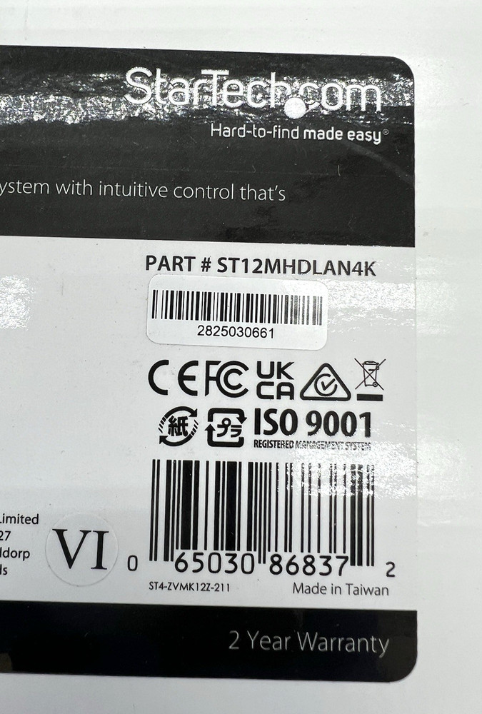 StarTech HDMI Over IP Extender Kit Transmitter, Receiver ST12MDHLAN4