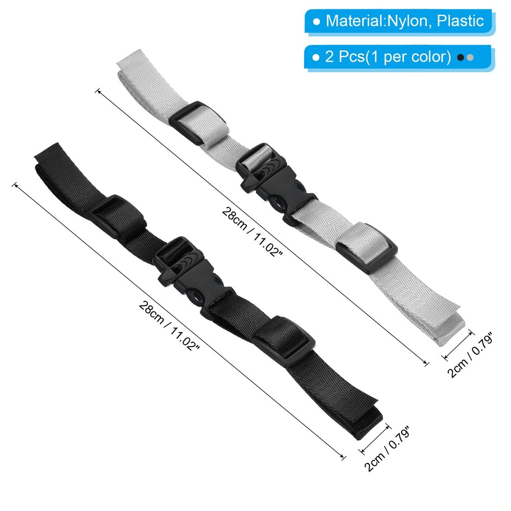 Backpack Belt Strap Set, 2 Pcs Strap with Quick-Release Buckle, Black, Grey