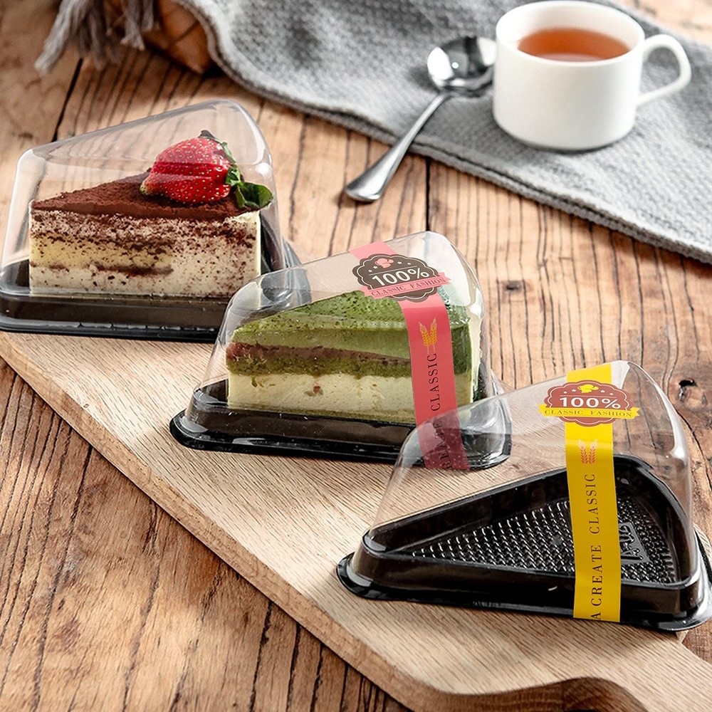 50 Pack Cake Slice Containers, Clear Plastic Cheesecake Containers Disposable...