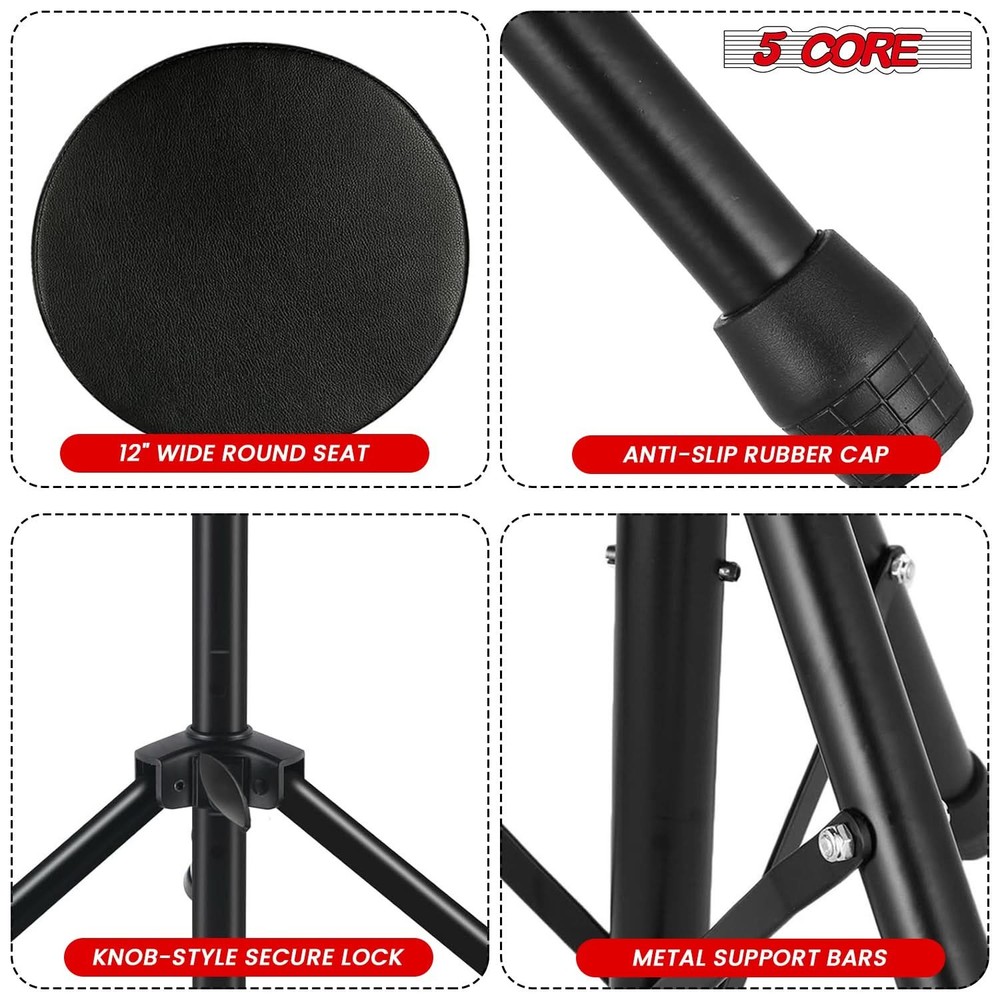 5 Core Drum Throne 3" Padded Comfortable 330Lb Capacity Drummer Stool Adjustable