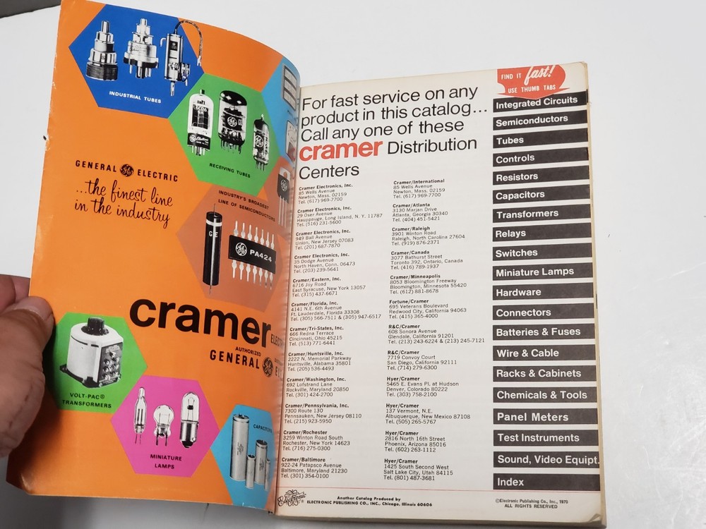 Vtg. 1970 Cramer Electronics Catalog, Equipment, Hardware