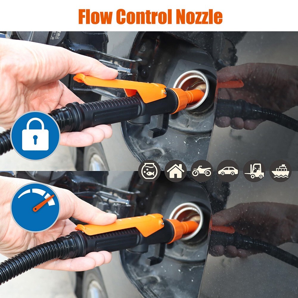 Portable Powered Battery Liquid Transfer Pump 2.4 GPM w/ Flow Control Nozzle