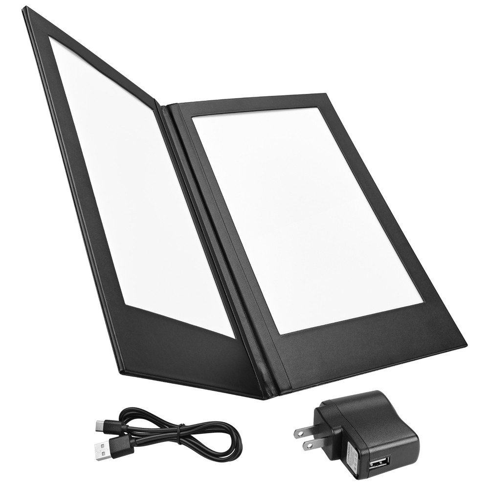 WeChef LED Back Lit Light Menu Holder Cover Folding Double Panel Fits 8"x14"