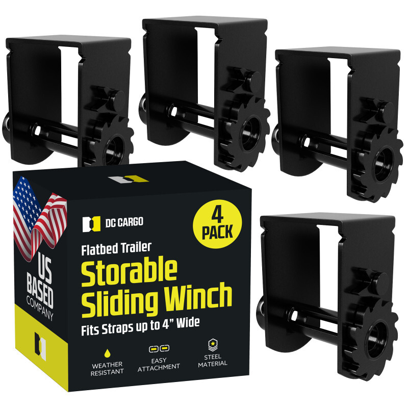 DC Cargo Flatbed Sliding Winch, Storable, 4-pack