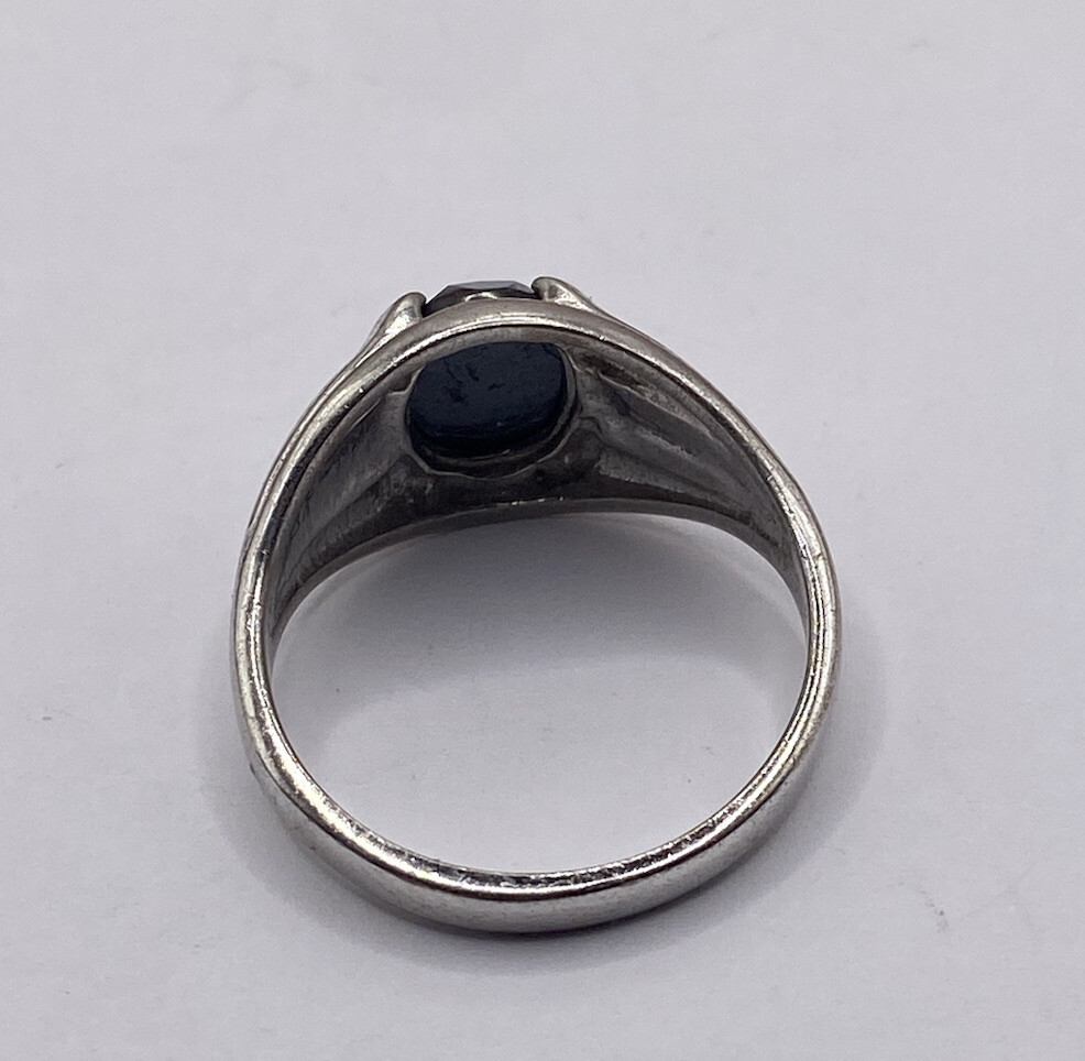 WHEELER AND CO STERLING SILVER AND HEMATITE RING SIZE 9.75