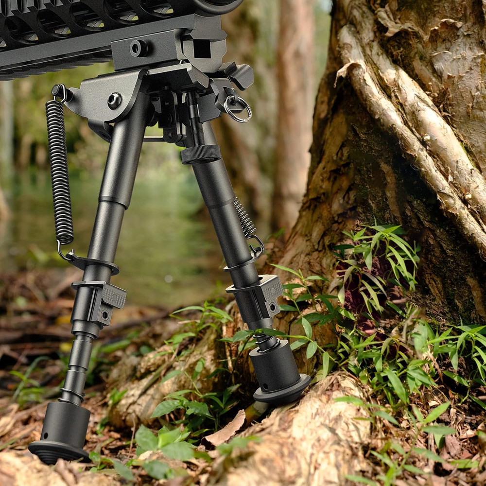 6-9" Picatinny Bipod Adjustable Spring Return with Rail Mount Adapter