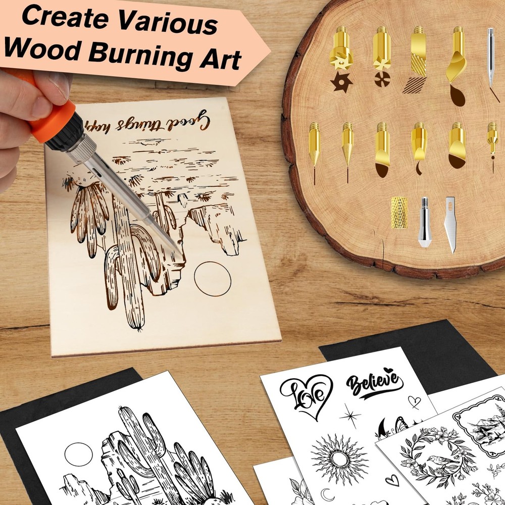 81 PCS Wood Burning Tool Pen Kit Adjustable Temp Beginner Pyrography Craft
