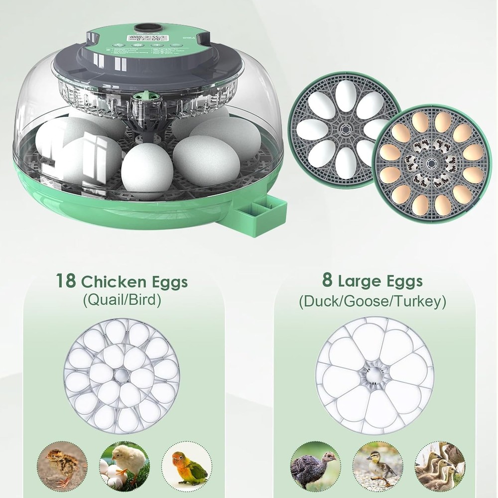 Incubators for Hatching Eggs,18 Egg Incubator with Automatic Egg Turning