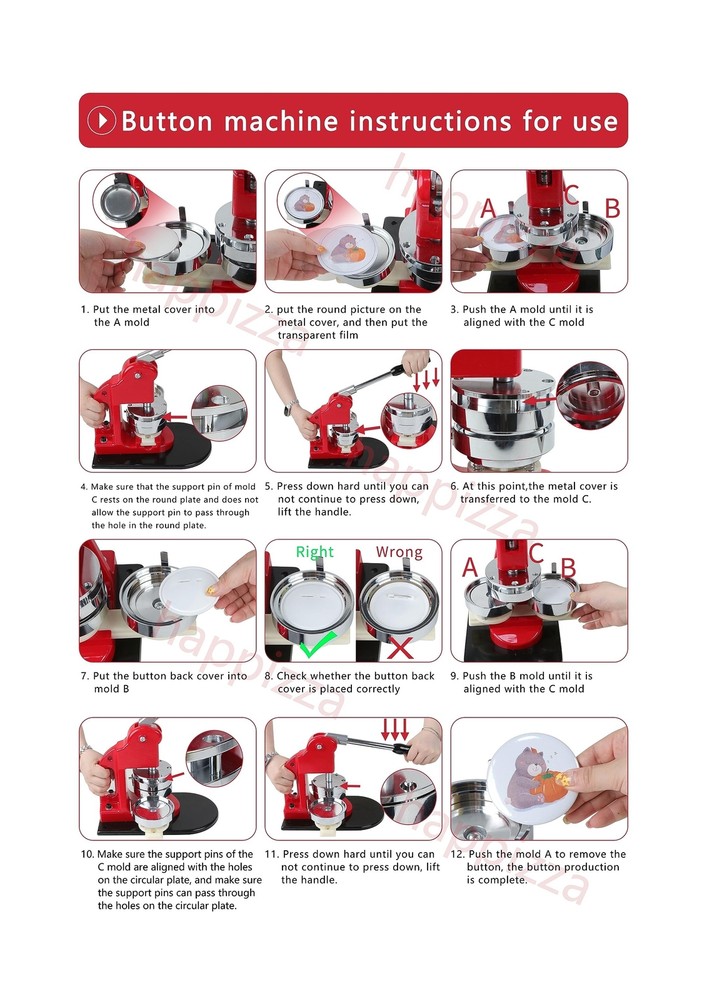 Button Maker Machine Multiple Sizes, Button Pin Maker 1+1.25+2.25 inch, Inter...
