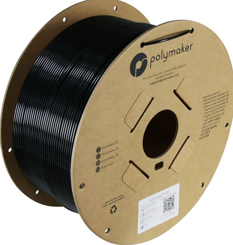Polymaker PolyMax 2.85mm Black, 3kg 3D Printing Filament SKU PC02009