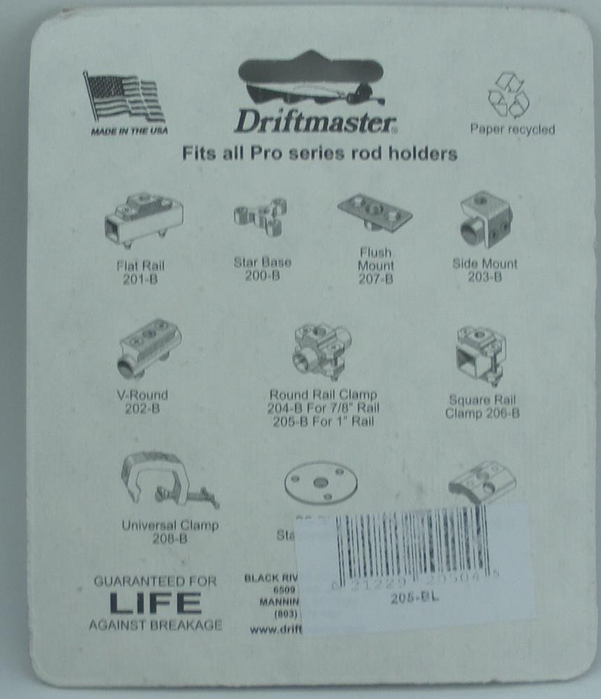 Driftmaster 205BL Left Threaded Base 1" Round Rail Fits 1/2" Dia. Stem