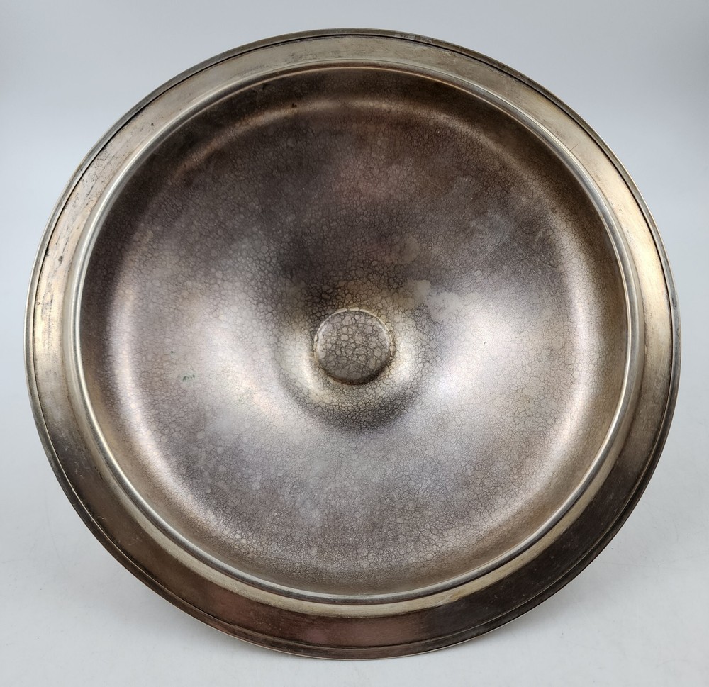 Silver Plate 9.5" Chafing Dish with Lid Wood Handle