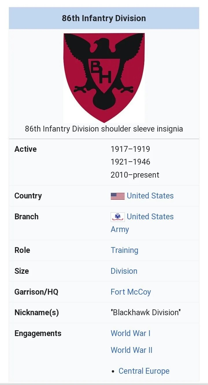 Vintage 86th Infantry Army Patch BlackHawk Division Red Shield McCoy WWII