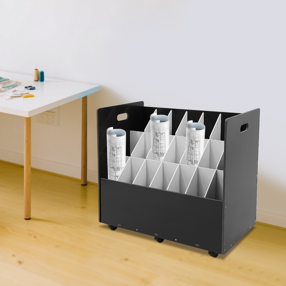 21 Slots Mobile Roll File Storage Rack, Roll Files Storage Cabinet with Wheels