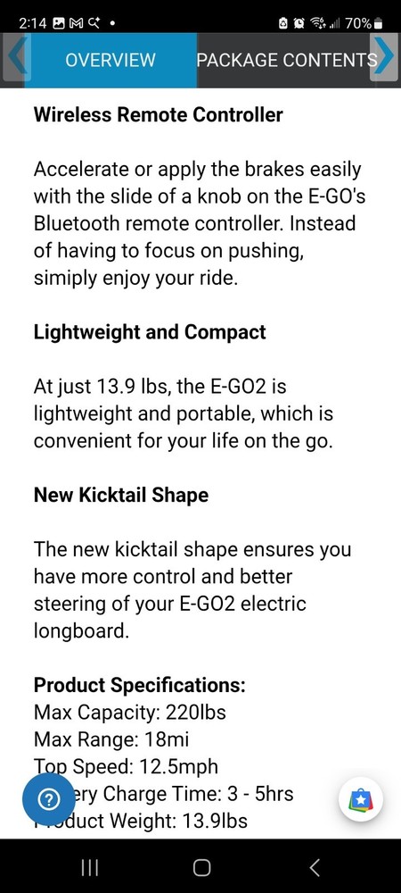 Yuneec E-GO 2 Electric Longboard in Deep Mint color( Needs Remote/charger