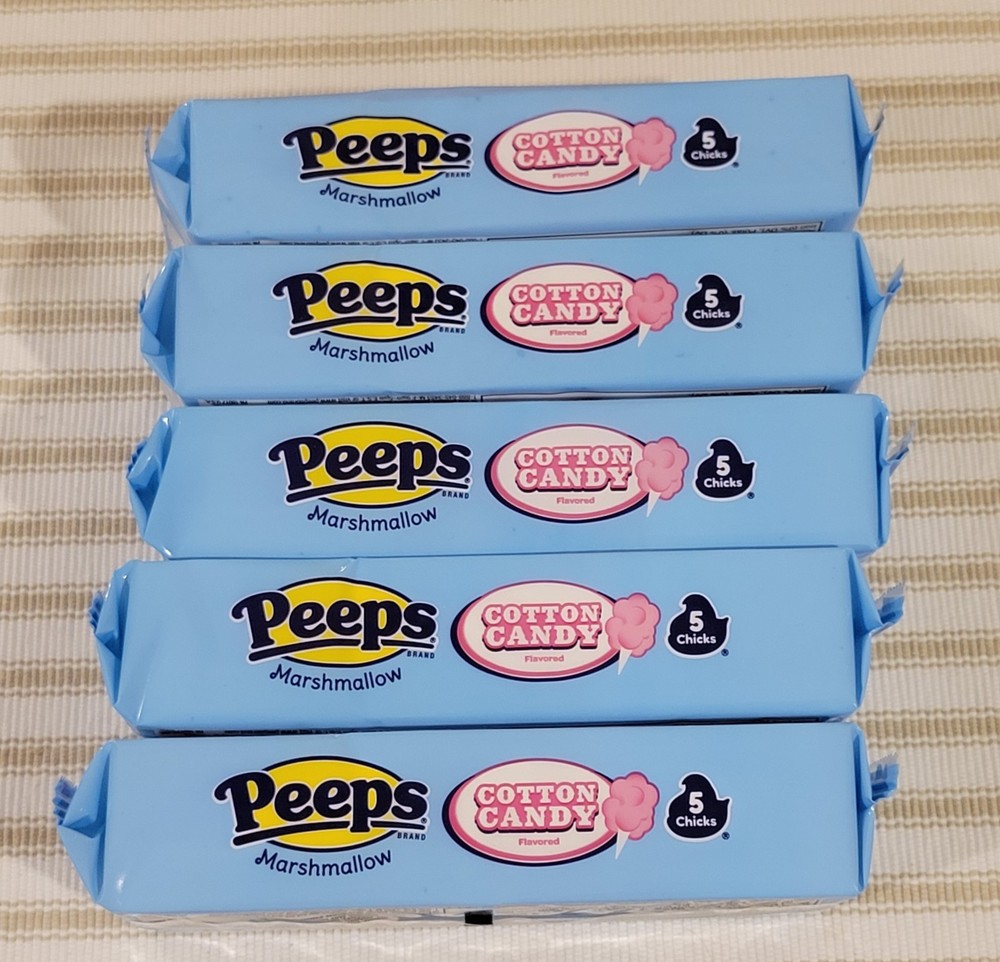 Peeps (5-PACKS) Cotton Candy Marshmallow Chicks Candy - 25 Count