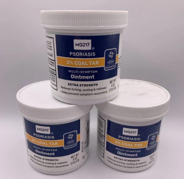 3 Pack MG217 Psoriasis 2% Coal Tar Multi Symptom Extra Strength Ointment 4 Oz Ea