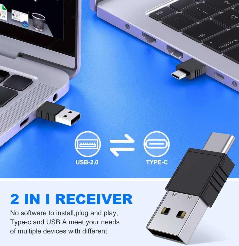 Wireless Presenter Remote with Air Mouse Control, Rechargeable USB A&C Presen...
