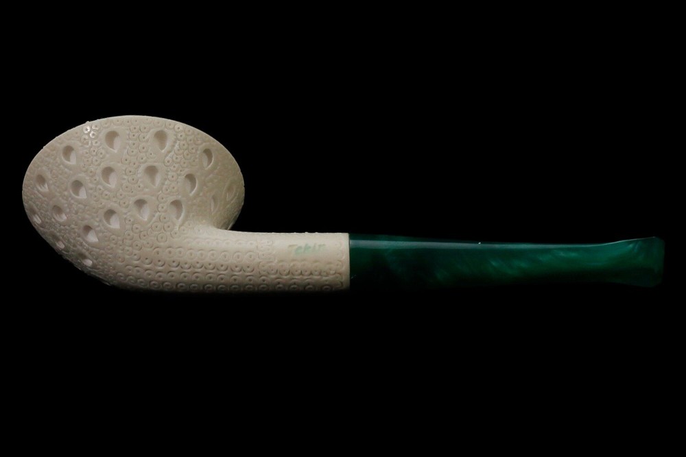 Tekin Squashed Rhodesian Pipe-new-block Meerschaum Handmade W Case#796 Silver