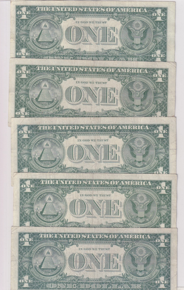 1957 (A, B) $1 Silver Certificate Star Notes VF-CVF 5 Notes