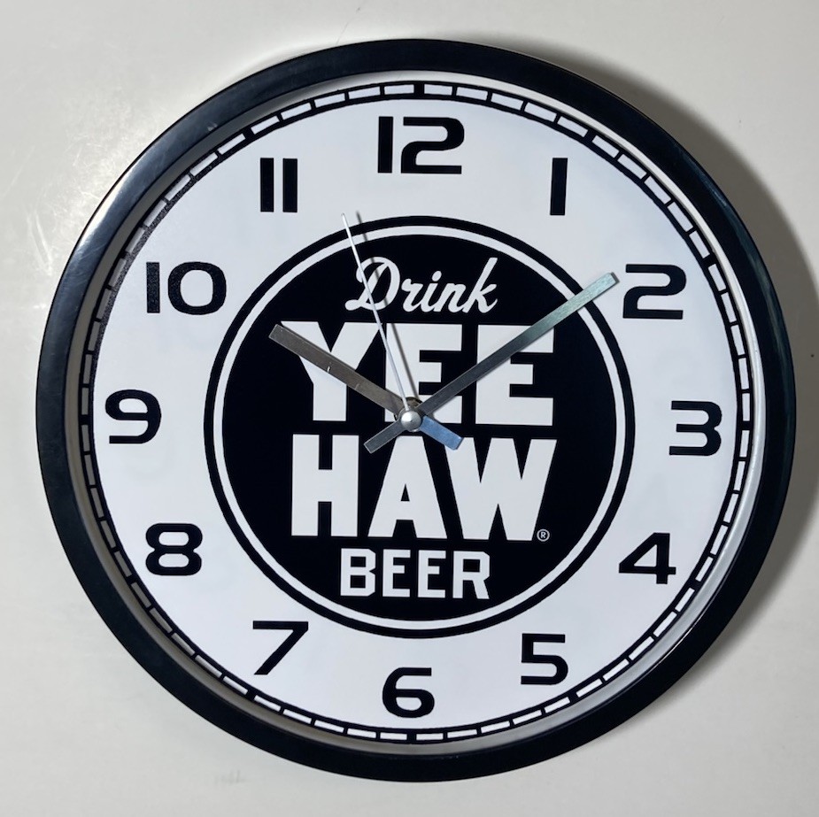 Yee Haw Beer Logo Battery Wall Clock