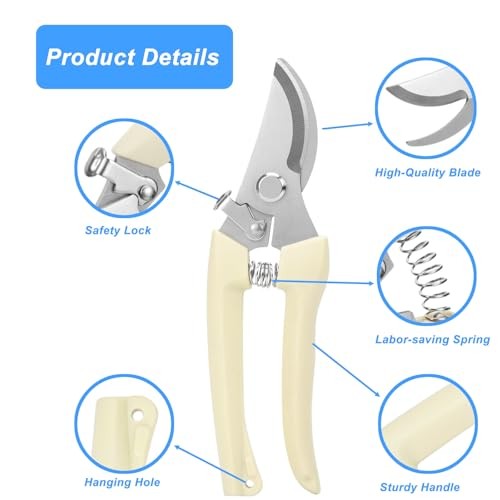 2Pcs Professional Pruning Shears (Include 1 Bypass Pruning Shears and 1