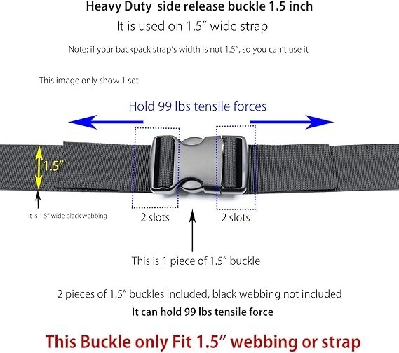 Side Release Buckles Heavy Duty Plastic Buckle Snap Clips Clasps Backpack Buc...