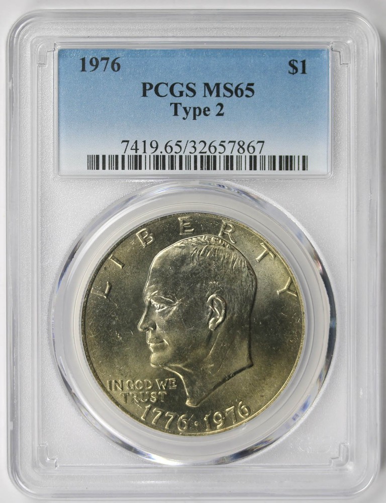 1976 Type 2 Bicentennial Eisenhower Ike Copper-Nickel Clad $1 MS 65 PCGS
