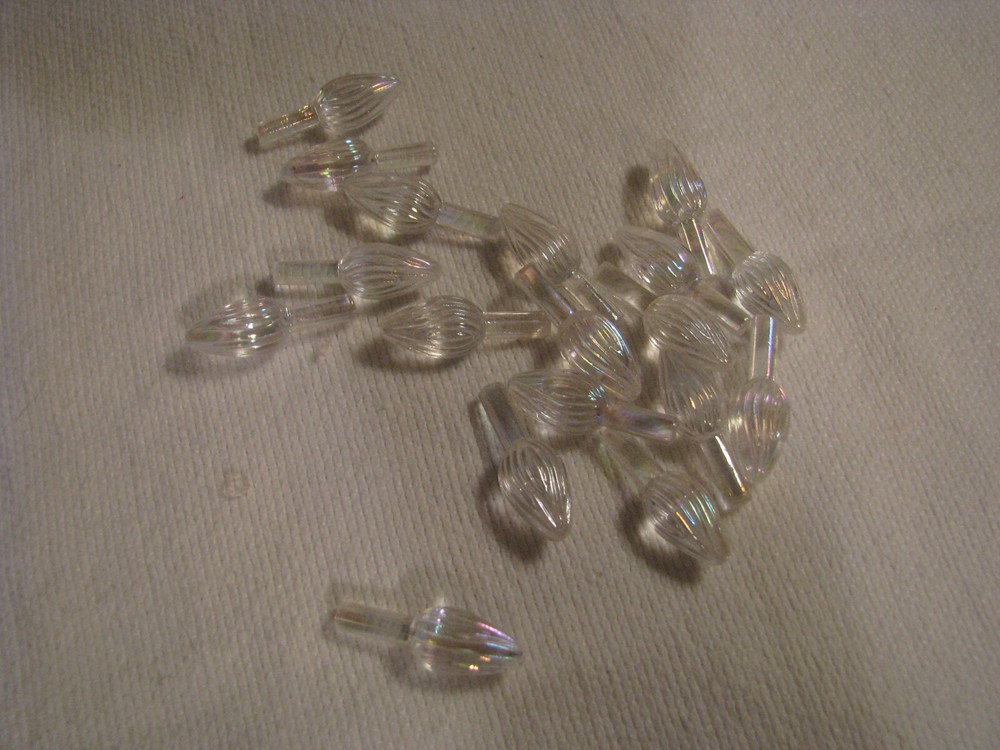 18 Replacement Opalescent Plastic "Light Bulbs 7/8" L Ceramic Christmas Trees