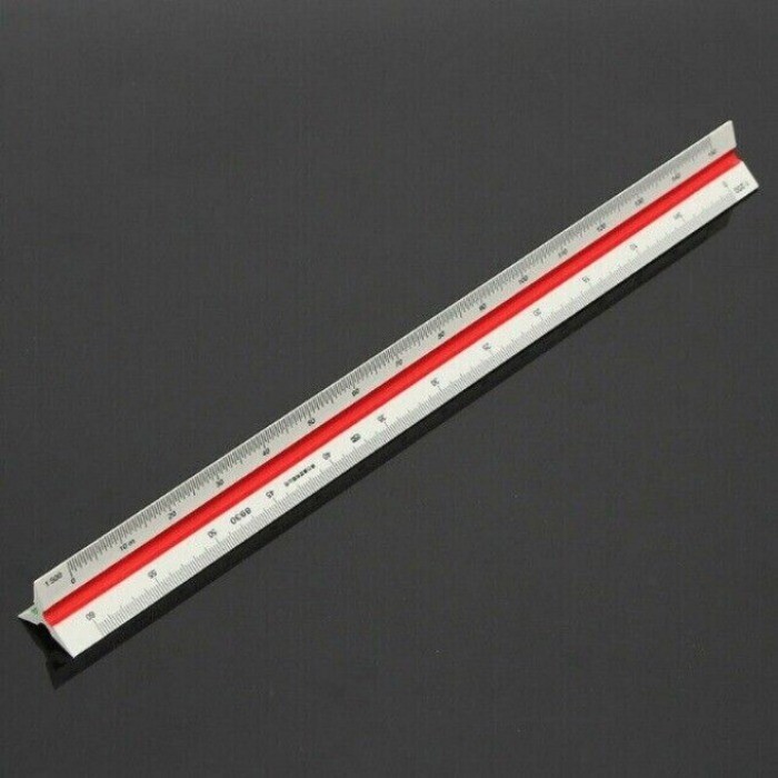 30cm/12" Solid Plastic Metric Triangular Scale Ruler Architect Engineers 1PC