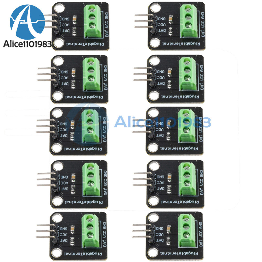 10PCS DS18B20 Temperature Sensor Probe Waterproof Plugable Terminal Adapter