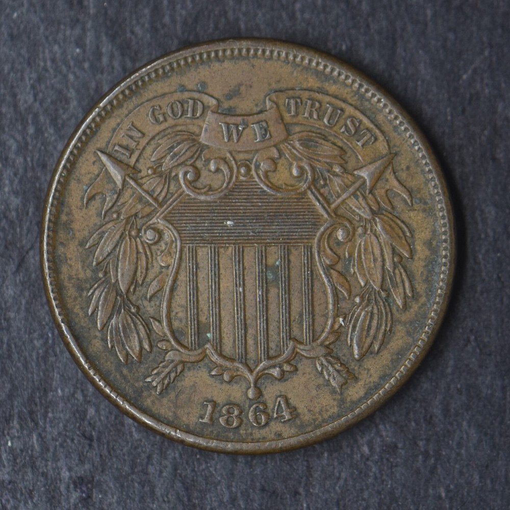 1864 "HIGH GRADE" Large Motto 2C Two Cent Piece - COINGIANTS -