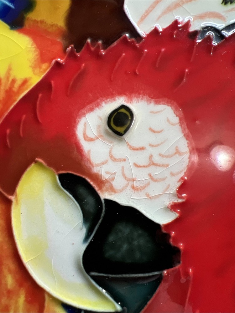 Macaw Parrots Glazed Decorative Tropical Hanging Tile