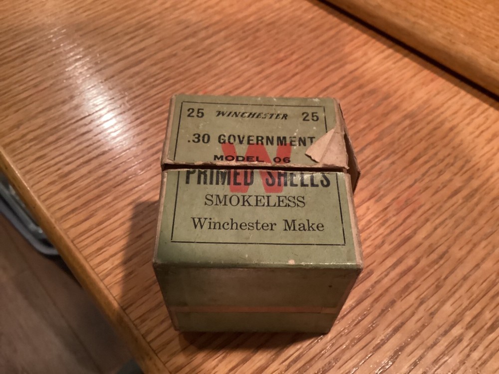 Winchester 2 Piece .30 Government Brass Shell Box March 1919 Date Code EMPTY