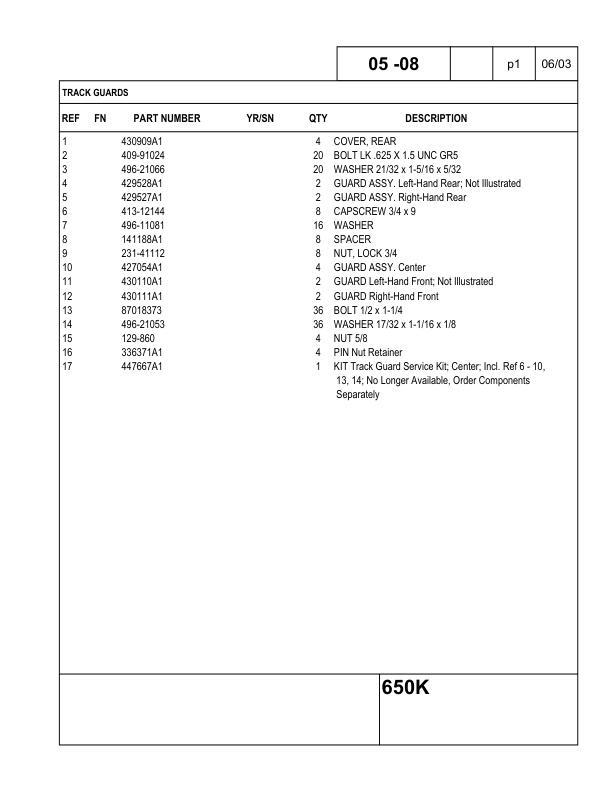 Case 650K Crawler Dozer Parts Catalog Manual Exploded View Diagrams Book